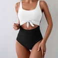 thumbnail image 1 of One Piece Swimsuit for Women Tummy Control Slimming Bathing Suit Cutout Tie Knot Printed Swimwear, 1 of 5