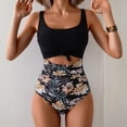 thumbnail image 1 of One Piece Swimsuit for Women Tummy Control Slimming Bathing Suit Cutout Tie Knot Printed Swimwear, 1 of 5