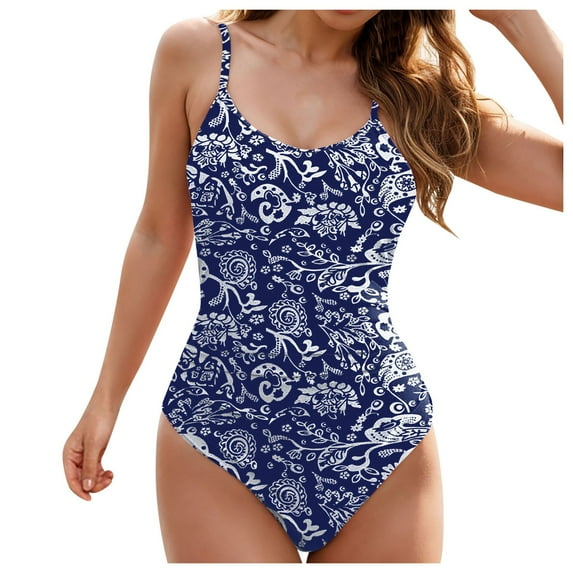 One Piece Swimsuit for Women Vintage Bathing Suits Ruched Swimwear
