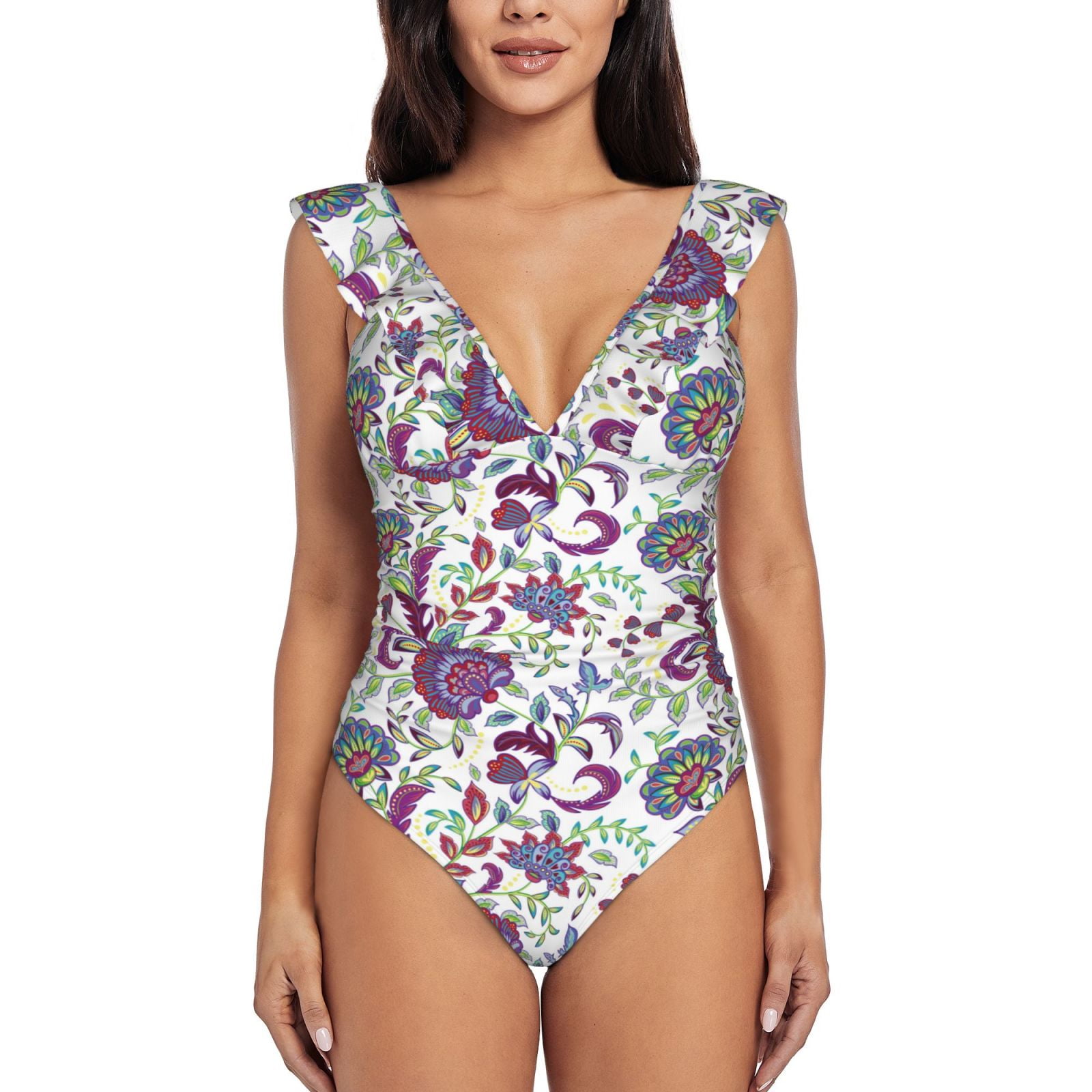 One Piece Swimsuits Women Tummy Control, Fairy Flower Bathing Suit V ...