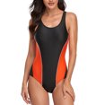 thumbnail image 1 of One Piece Swimsuits Womens Color-Block Cutout Back Bathing Suit Tummy Control Ruched Swimwear, 1 of 6
