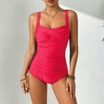 thumbnail image 1 of One Piece Swimsuits for Women Cross Front Wide Straps Bathing Suits Ruched Side Tummy Control Monokini Slimming Beachwear, 1 of 7