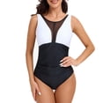 thumbnail image 1 of One Piece Swimsuits for Women Mesh High Neck Tummy Control Bathing Suits Ruched Slimming Monokini Full Coverage Modest Swimwear, 1 of 8
