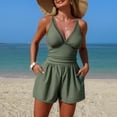 thumbnail image 1 of One Piece Swimsuits for Women Mesh V Neck Tummy Control Bathing Suits with Pockets Modest Swim Dress Skirted Athletic Swimwear, 1 of 8