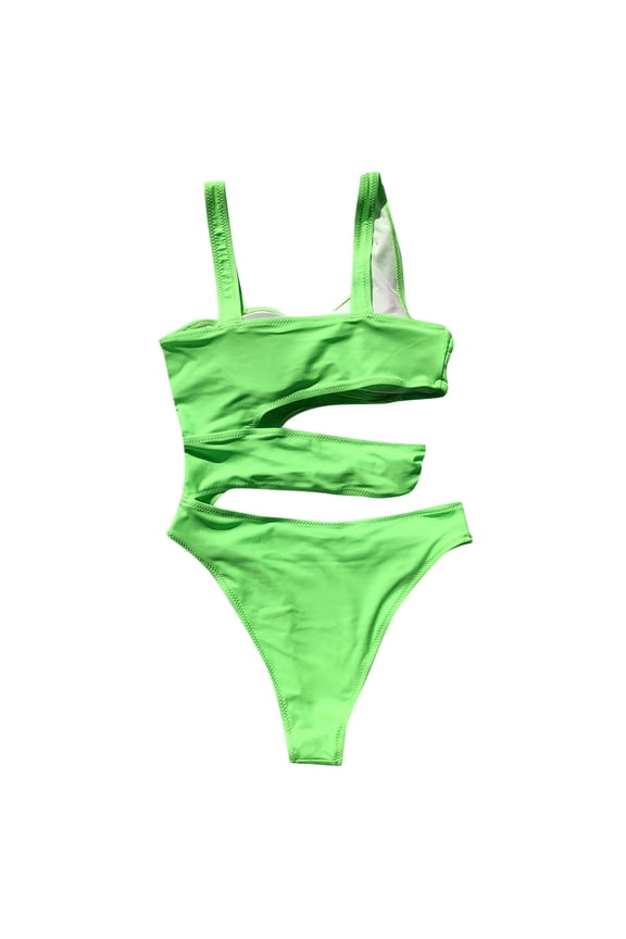 One Piece Swimsuits for Women Sexy Cutout Tummy Control High Waisted Bathing Suit Monokini Solid Color Swimwear