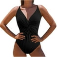 thumbnail image 1 of One Piece Swimsuits for Women Tummy Control Ruched Swimwear V-Neck Full Coverage Slim Bathing Suit, 1 of 7