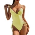 thumbnail image 1 of One Piece Swimsuits for Women's Plunge Side Tie Monokini Bathing Suit Sexy Lace up Criss Cross Strappy Swimwear, 1 of 5