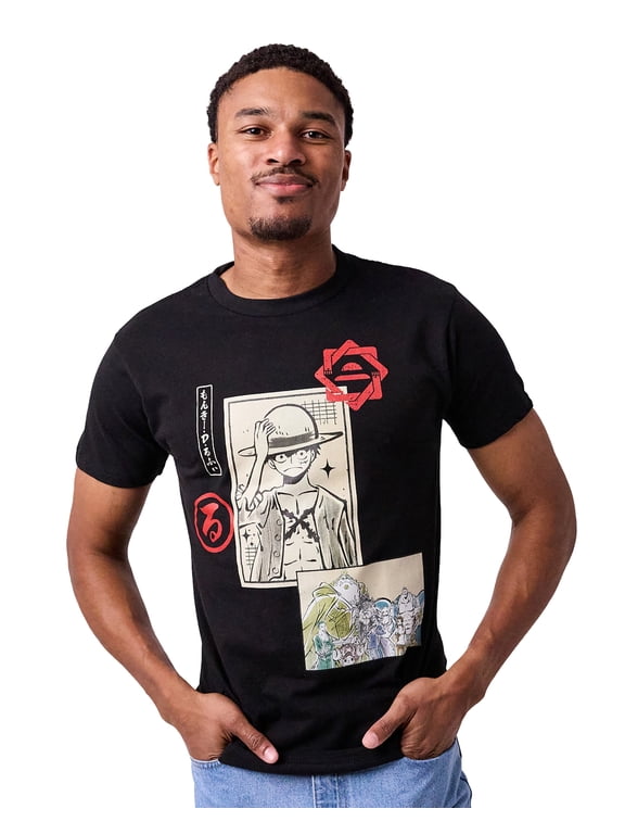 One Piece T-Shirt Men's Monkey D. Luffy Straw Hat Pirate Short Sleeve Tee