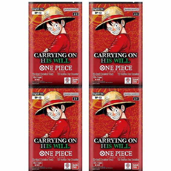 One Piece TCG: Carrying on His Will Booster Pack (OP-13) - 4 pack bundle
