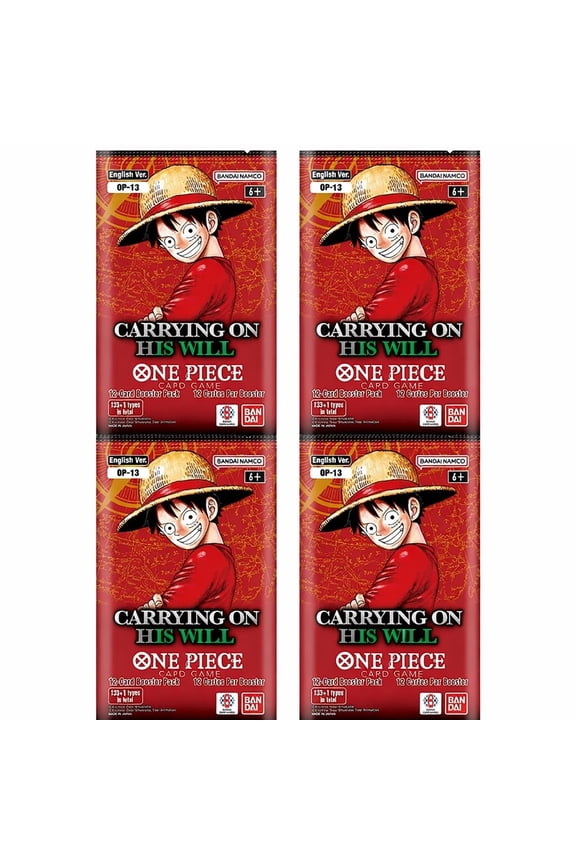 One Piece TCG: Carrying on His Will Booster Pack (OP-13) - 4 pack bundle