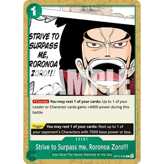 One Piece The Azure Sea's Seven Common Strive to Surpass me, Roronoa Zoro!!! OP14-036