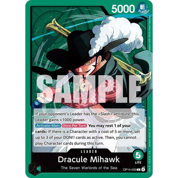 One Piece The Azure Sea's Seven Leader Dracule Mihawk OP14-020