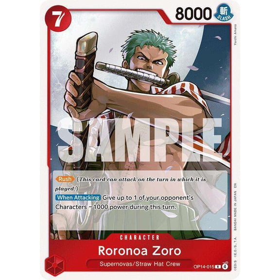 One Piece The Azure Sea's Seven Rare Roronoa Zoro OP14-015