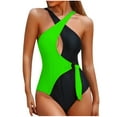 thumbnail image 1 of One-Piece Thong Swimsuit Women Women's One Piece Swimsuit V Neck Cutout Backless Bathing Suit High Cut Monokini Lace-Up Swimwear Bikini Swimsuit Green M, 1 of 7