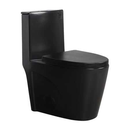 One-Piece Toilet, 1.1/1.60 GPF Water-Efficient Dual-Flush Elongated Comfort Height Floor Mounted, ADA Compliant Toilet with Soft Closing Seat Included