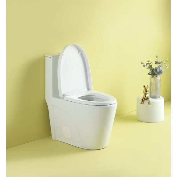 One-Piece Toilet, 1.1/1.60 GPF Water-Efficient Dual-Flush Elongated Comfort Height Floor Mounted, Standard-Size Toilet