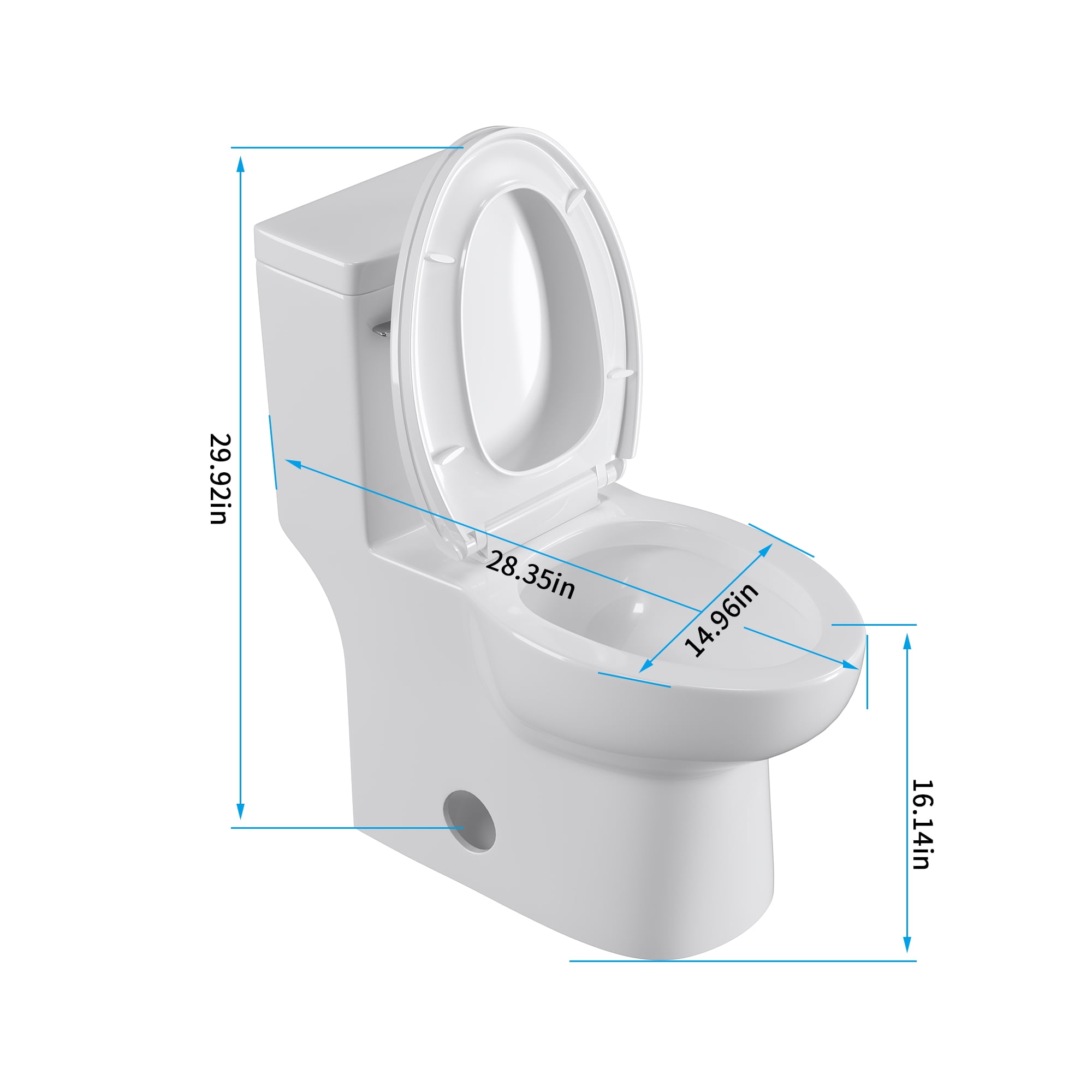 KDK HOME Dual-Flush One-Piece Toilet, Elongated Siphon Jet Flush 1.1/1.28  GPF Toilet (Seat Included)
