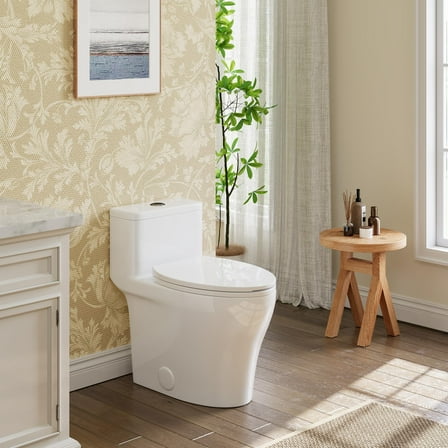 One Piece Toilets for Bathrooms,Dual Flush 3/4.8L Elongated Toilet,16.73 Inch Comfort Chair Seat ADA Height,Soft Closing Seat,Modern Toilet Bowl​ for Bathroom