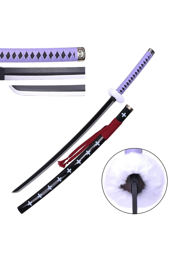 One Piece Trafalgar Law Kikoku Katana Purple Wood Cosplay Sword with Scabbard 41 in