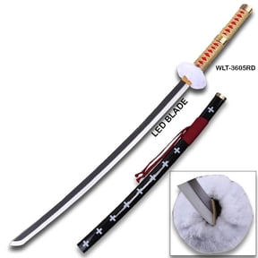One Piece Trafalgar Law "Kikoku" LED Light-Up Wooden Katana Replica Red Surgeon of Death Cosplay Sword with Scabbard 41 in