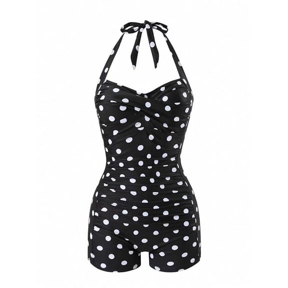 One Piece Tummy Control Bathing Suit Tie Side Modest Boy Shorts Swimsuits for Women Black XL