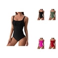 thumbnail image 1 of One-Piece Tummy Control Jumpsuit Swimsuit for Women - Solid Color Vintage Bikini Bathing Suit, 1 of 5