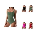 thumbnail image 1 of One-Piece Tummy Control Jumpsuit Swimsuit for Women - Solid Color Vintage Bikini Bathing Suit, 1 of 5