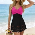 thumbnail image 1 of One Piece Tummy Suits Bathing Suit New Womens Swimsuit Tummy with Cutout Skirt Bathing Suit Modest Front Swim Dress Style B-131 Pinks M, 1 of 9