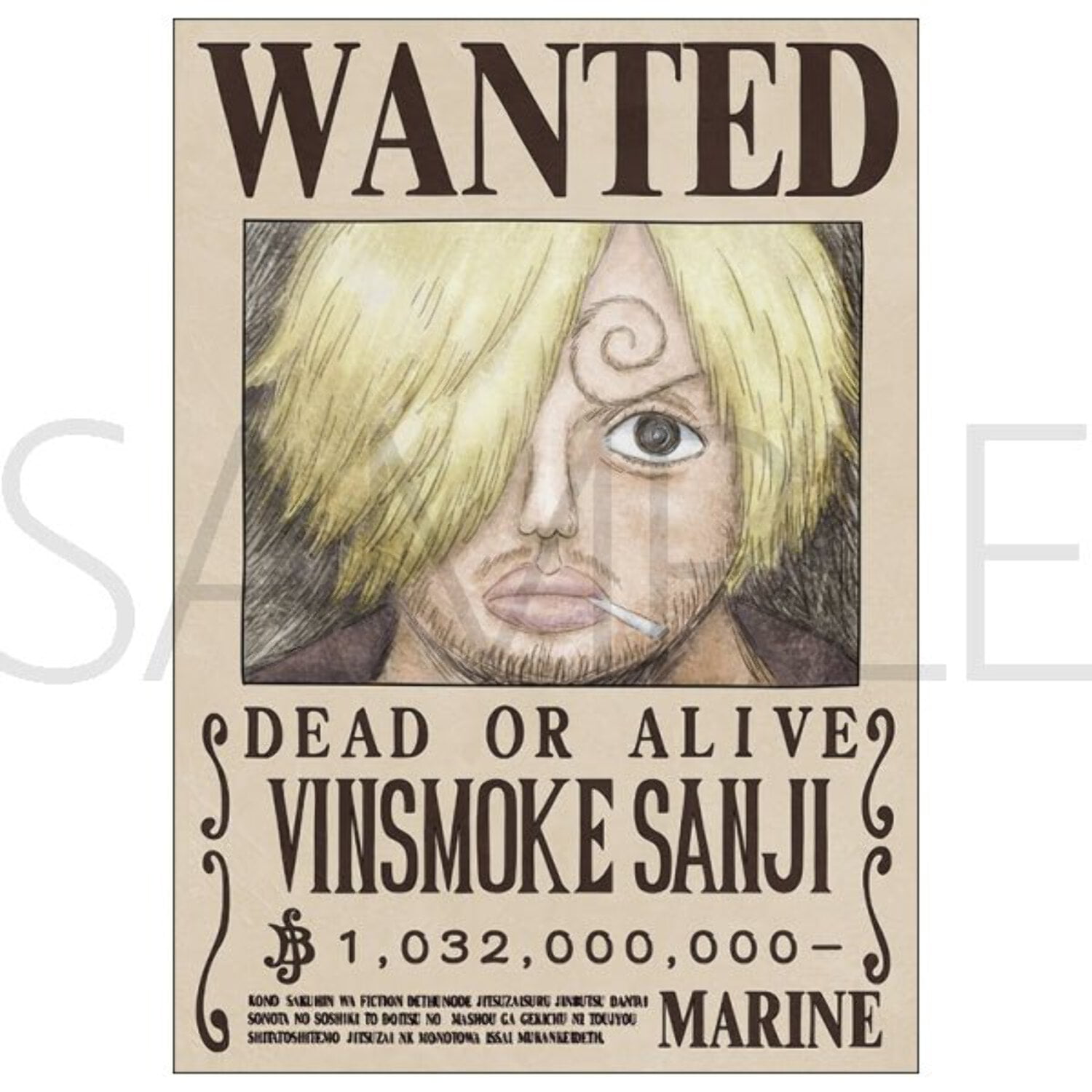 One Piece] Vinsmoke Sanji 1B Official Japan Mugiwara Wanted