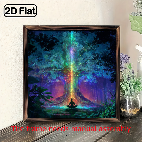 One Piece of Wall Art Featuring a Dreamy Silhouette of The Tree of Life, Designed for Chakra Alignment This Wooden Framed Sign Is Perfect for Decorating Bedrooms, Living Rooms, Yoga Studios