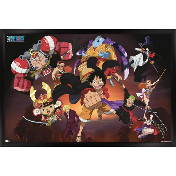 One Piece: Wano Country - Group Attack Wall Poster, 22.375" x 34" Framed