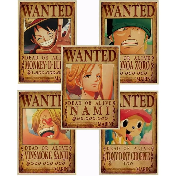 One Piece Wanted 51.5 cm x 35.5 cm Grande,Manga Poster Vintage Kraft Paper - Clutched in a Solid Cardboard