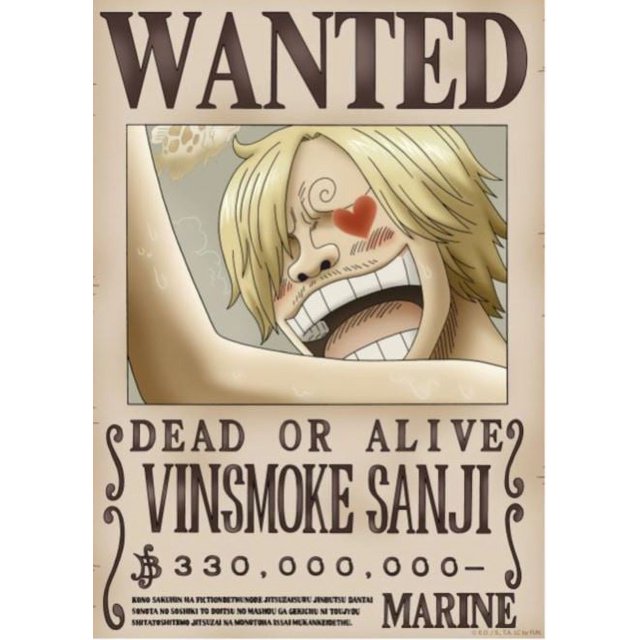 One Piece Wanted Poster Vinsmoke Sanji (New World 330 Million