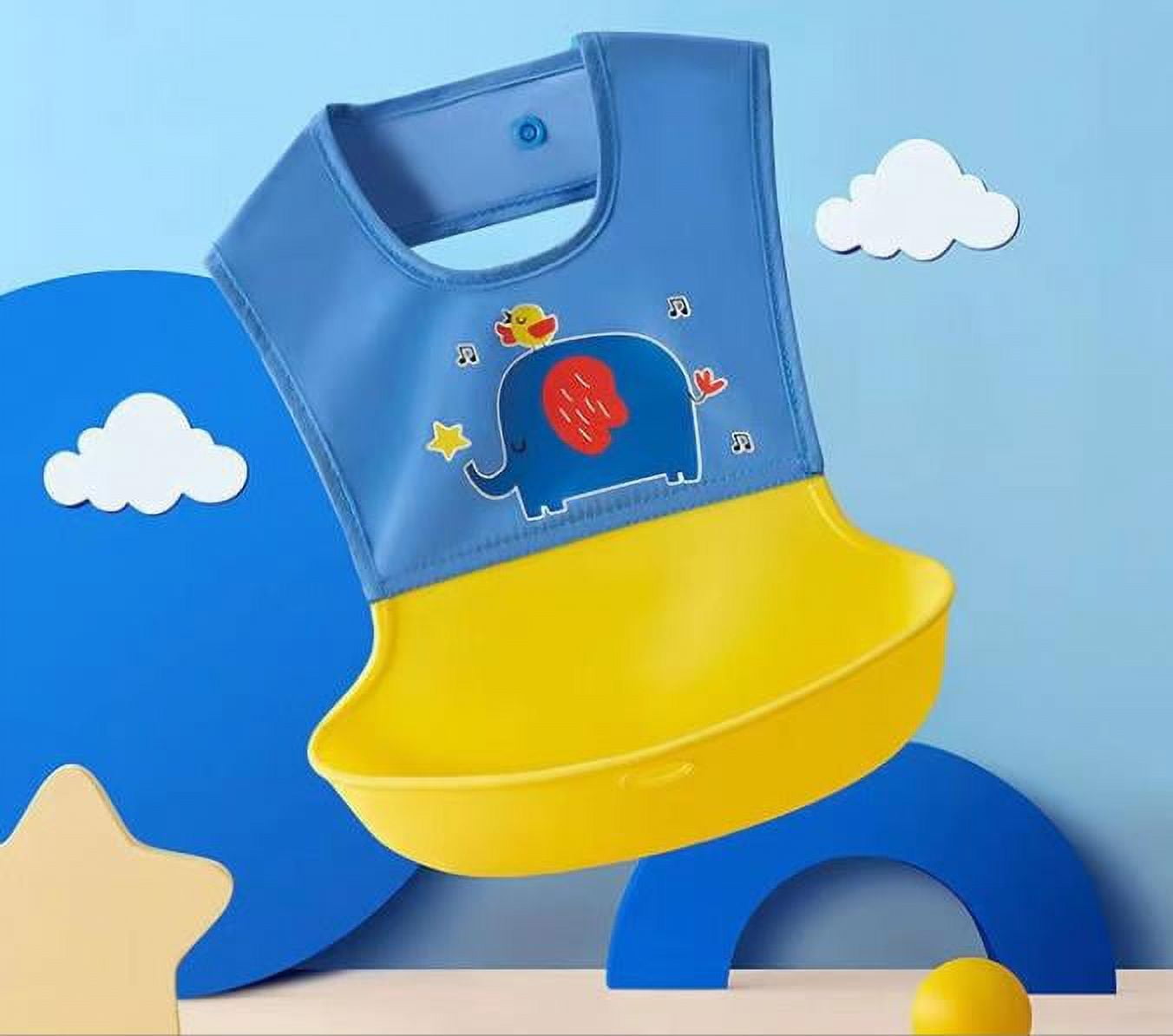 One Piece Waterproof Silicone Baby Bib, Weaning Bib With Storage Box