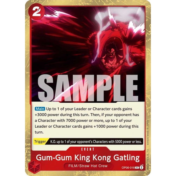 One Piece Wings of the Captain Rare Gum-Gum King Kong Gatling OP06-018