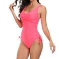 thumbnail image 1 of One Piece Women's Print Bikini Solid Color Swimsuit Filled Bra Swimwear Beachwear on Clearance Swim Under $15 Pink_M, 1 of 7