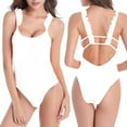 thumbnail image 1 of One Piece Womens Cutout Back Swimsuit Scoop Neck Tummy-Control Bathing Suits Ruffle Strap Swimwear for Women Beachwear White, XL, 1 of 4