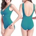 thumbnail image 1 of One Piece Womens Low Back Swimsuit V Neck Tummy-Control Bathing Suits Sexy Tankini Swimwear for Women Beachwear Blue, XXXL, 1 of 4