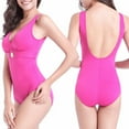 thumbnail image 1 of One Piece Womens Low Back Swimsuit V Neck Tummy-Control Bathing Suits Sexy Tankini Swimwear for Women Beachwear Hot Pink, XXXL, 1 of 6