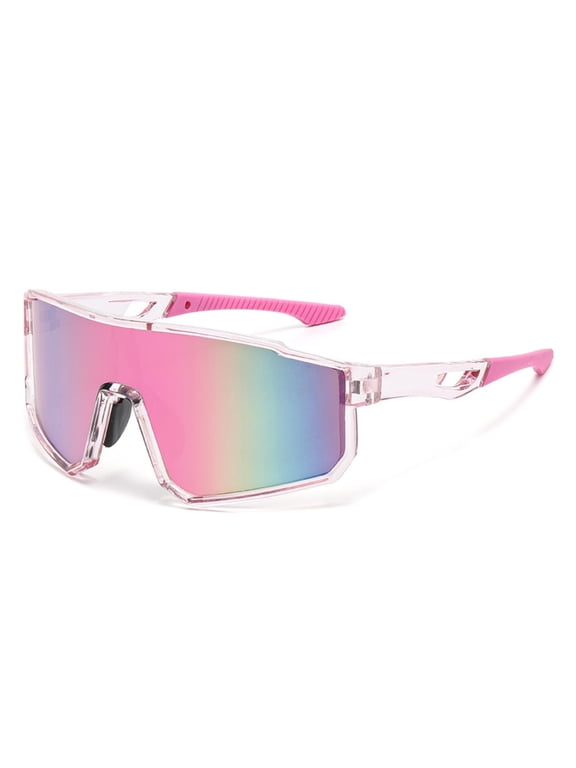 One Piece Wraparound Sports Polarized Sunglasses, Mirrored UV400 Cycling Running Glasses, Windproof Large Frame Outdoor Eyewear with 6 Color Options