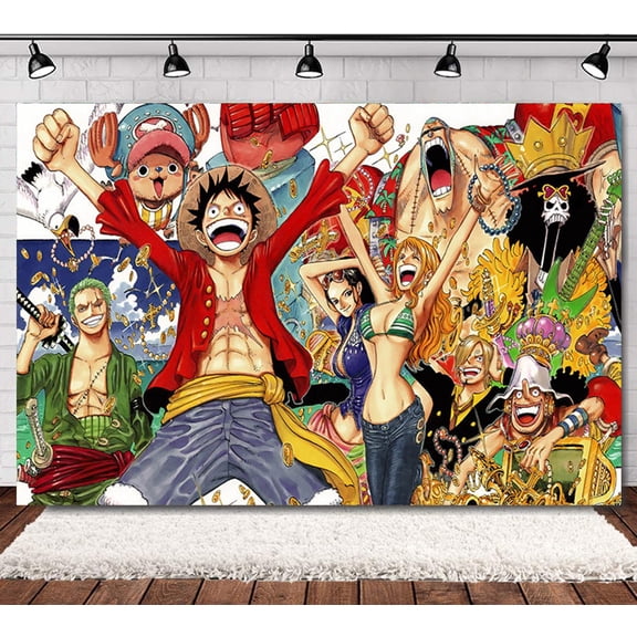 One Piece birthday background, 6040 inch Luffy background decoration suitable for children's One Piece theme birthday party, birthday decoration background cloth and photo background
