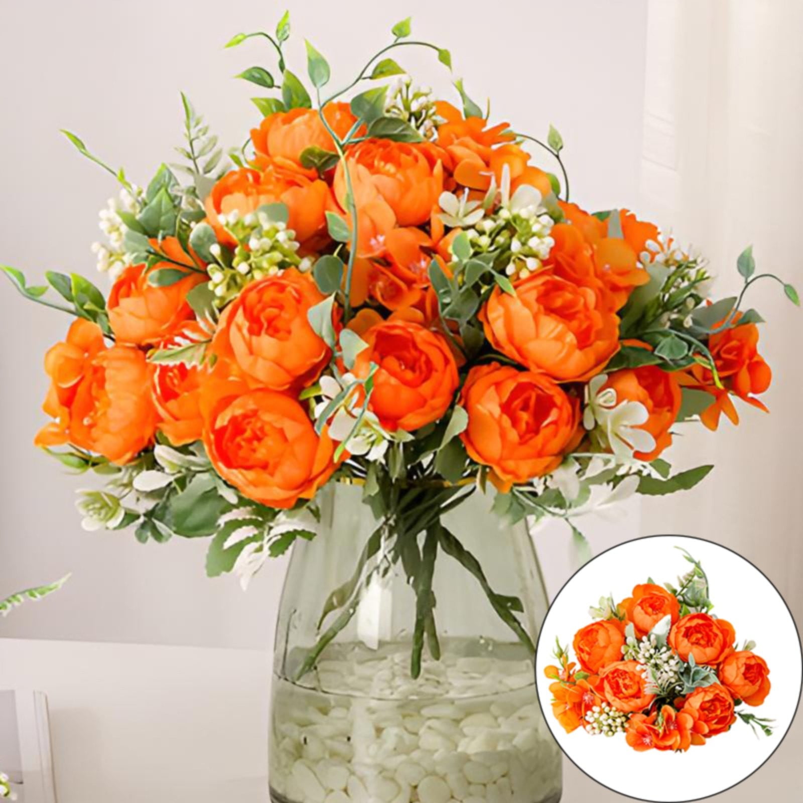 One Piece of Artificial Silk Peony Bouquet Clearance! Artificial Peony Combination Bouquet Flowers Arrangement Room Decor Wedding Centerpiece Orange