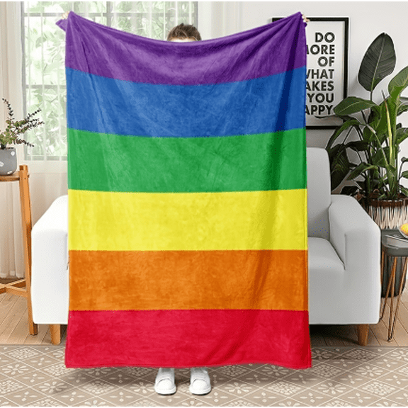 General One Piece of Ultra-Soft Double-Sided Flannel Rainbow Blanket - an Ideal Christmas Present for Warmth And Comfort in Air Conditioning.