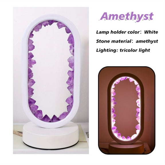 One Piece of a Natural Quartz Amethyst Flower Raw Stone Crystal Lamp, Providing a Calming Night Light for Your Bedroom And Desk