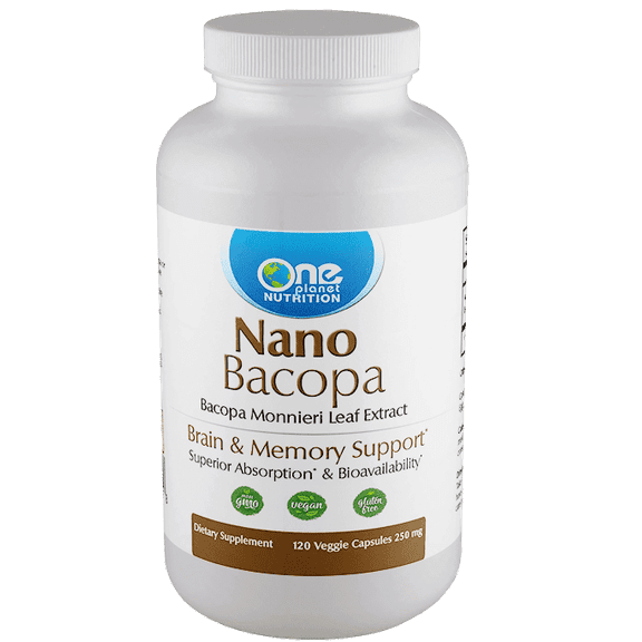 One Planet Nutrition Nano Bacopa 250 mg Veggie Capsules (120 Servings), Bacopa Monnieri Leaf Extract, Nano for Absorption, Supports Mental Clarity and Focus, Vegan Non-GMO, Gluten-Free