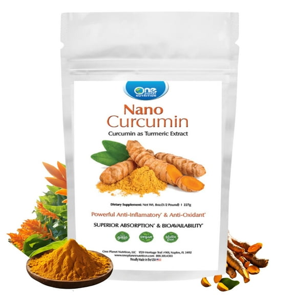 One Planet Nutrition Nano Curcumin Powder 8 oz (227 Servings), Turmeric Curcumin Extract, Nano for Enhanced Absorption, Supports Joint and Immune Health, Non-GMO, Gluten-Free
