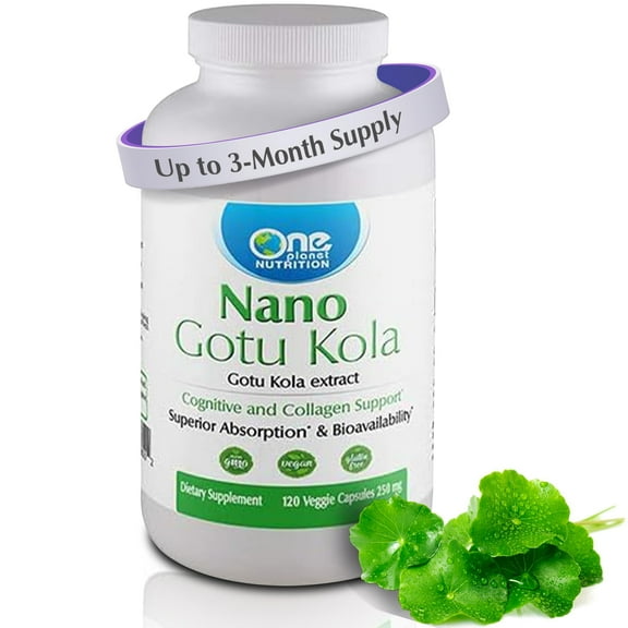 One Planet Nutrition Nano Gotu Kola 250 mg Veggie Capsules (120 Servings), Centella Asiatica Extract, Nano for Enhanced Absorption, Supports Cognitive and Skin Health, Non-GMO, Gluten-Free