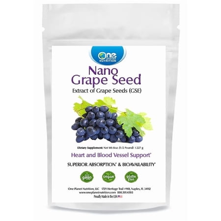 One Planet Nutrition Nano Grape Seed Extract Powder 8 oz (227 Servings), Vitis Vinifera Extract, Nano for Enhanced Absorption, Supports Antioxidant and Cellular Health, Non-GMO, Gluten-Free