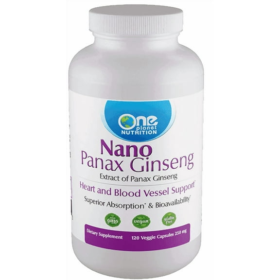 One Planet Nutrition Nano Panax Ginseng 250 mg Veggie Capsules (120 Servings), Korean Ginseng Extract, Nano for Enhanced Absorption, Boosts Energy & Stamina, Non-GMO, Vegan, Gluten Free