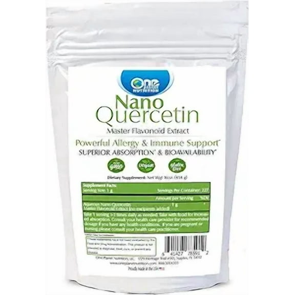 One Planet Nutrition Nano Quercetin Powder 16 oz (454 Servings), Sophora Japonica Extract, Nano for Enhanced Absorption, Supports Immune Health with Antioxidant Benefits, Non-GMO, Vegan, Gluten Free